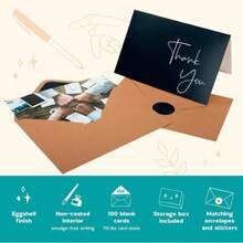 VNS Creations Thank You Cards With Envelopes Bulk Set &Amp; Stickers - 100 Pack 4x6 Blank Thank You Notes Bulk Box Set - Large Note Card Small Business, Wedding, Baby Shower &Amp; Bridal Shower - Navy Blue - màu đen - Xem 7