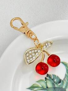 1 pieza/4 piezas Llavero/colgante con gota de aceite de cereza y fresa | Accesorio con forma de fruta adorable para bolso/teléfono, un pequeño regalo encantador para amigos y seres queridos, esencial para accesorios de coche de chicas góticas y Y2K