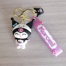 Sanrio 1pc Sanrio Kuromi Silicone Keychain Pendant, Cartoon Cute Bag Keychain Pendant Small Gift,
