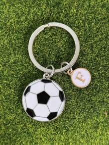 1 个足球形钥匙扣，合金材质，油滴效果，初始设计，是送给朋友、男朋友、篮球俱乐部活动、体育活动、情人节、汽车配件、包包挂件、学校用品的理想礼物