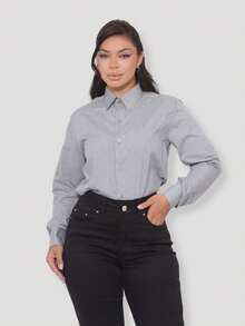 Women's Formal Shirt Premium Linen Structured Long Sleeve Shirt - 煙灰色 - 查看 5