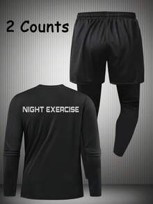 Herren Lässig Sportanzug, Outfit mit Buchstaben Muster für Outdoor, Fitness, Läss, Team, geeignet für Frühling, Herbst und Winter