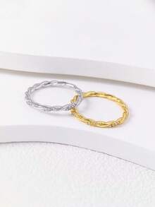 1 件满天星实心戒指铂金情侣对戒 S925 纯银欧美风格精美珠宝礼物 - 線條麻花扭紋 - 查看 11