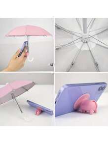 1 件迷你智能手机雨伞，带通用猪形吸盘支架，户外防眩光遮阳伞，采用聚酯纤维材料制成，防雨防晒，手机支架，带通用可调节眩光阻挡，适合户外|节日必备 - 彩色 - 查看 8