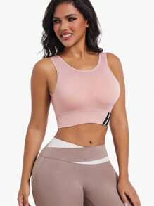 Women's Solid Color Elastic Breathable Racerback Sports Bra For Running, Yoga, Fitness