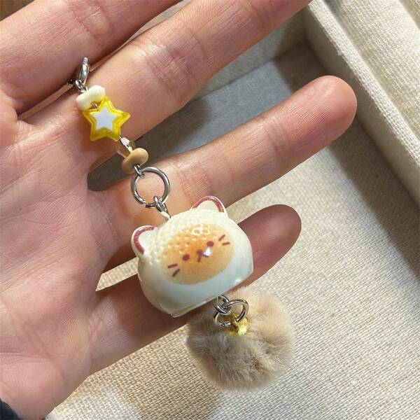 1set/1pc,Fuzzy Little Cat Cute Cartoon Pendant, Mobile Phone Chain, Keychain, Student Pendant, Couple Charm