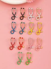 Set de 14 pièces Broche de stéthoscope minimaliste, Badge métallique de soins de santé créatif