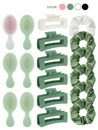 18pcs/Set Bridesmaid Gift Set, Bridesmaid Proposal Gift, Including 6 Bridesmaid Hair Claws - 6 Bridesmaid Elastic Hair Bands - 6 Bridesmaid Hair Brushes - Suitable For Wedding Bridal Shower Gifts, Bachelorette Party Gifts, Birthday Parties, Girls Wedding Gifts