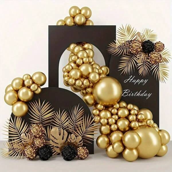 50pcs Gold Metallic Latex Balloons, 5 Inches, Suitable For Birthday Party Decorations, Wedding Decorations, Christmas Decorations, Halloween Decorations, New Year Home Decorations
