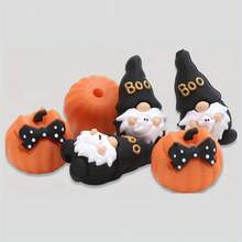6 buah Manik Silikon Halloween Baru, Kepala dan Kurcaci 3D, Pola Pita Hitam - Sempurna untuk Kerajinan DIY, Pembuatan Perhiasan, Gantungan Kunci, Aksesoris Halloween - MultiWarna - View 5