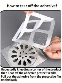 100pcs Pack Disposable Drain Clog Preventer Filters (Recommend To Replace Every 2-3 Days), (Watch The Video Before Use) Disposable Shower And Bathtub Hair Catcher, Easy Install Drain Filter Sticker, Kitchen Sink And Laundry Room Disposable Drain Cover, Effectively Block Hair And Prevent Insects Entryway Decor Kitchen Rug - Grey - View 6
