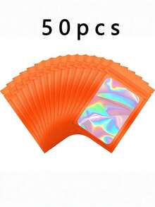 100/10pcs Transparent Holographic Bags, Odor-Proof Packaging Bags, Sealed Bags, Polyester Film Food Storage Bags, Zipper Sealed Bags, Polyester Film Holographic Resealable Bags, Gift Bags, Odor-Proof Bags, Aluminum Foil Bags, Suitable For Party Gifts Food Storage, Polyester Film Bags, Transparent Window Holographic Resealable Packaging