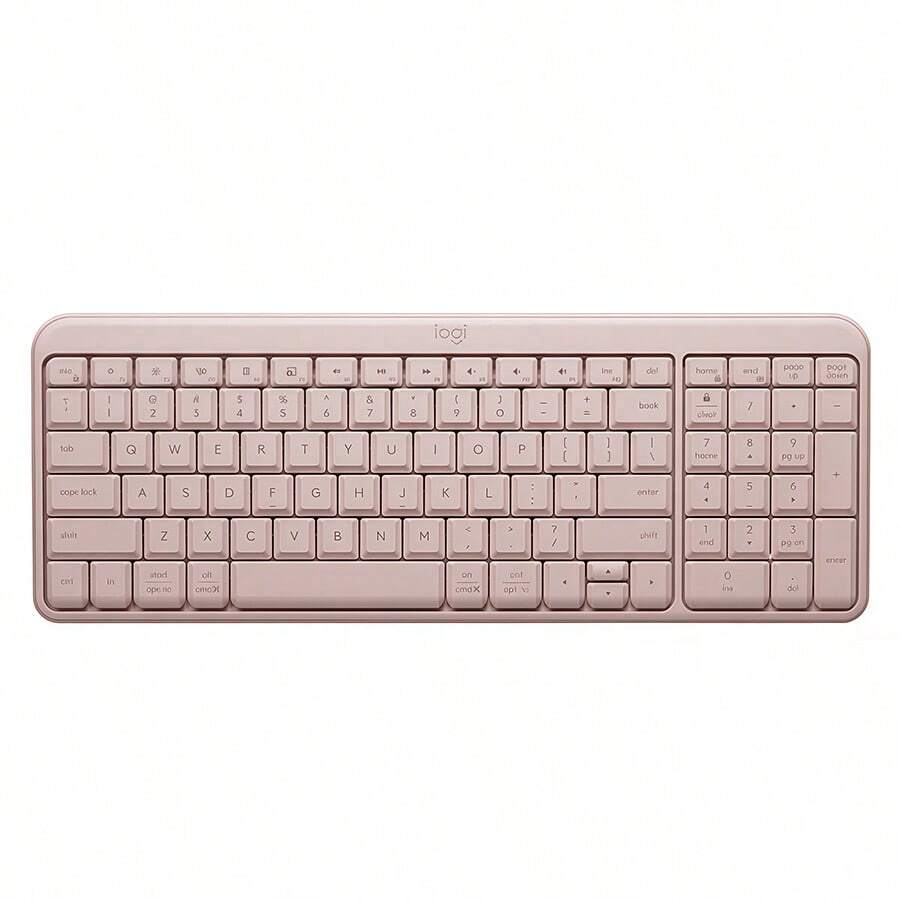 K251 Wireless Bluetooth Keyboard Morandi Pink Ultra-Thin Silent Three-Mode Switch Chocolate Keycaps Multi-Device Compatible (Mac/Win/IPad/Android) Portable Office Keyboard - Pink - View 1