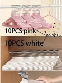 10/15/16/18/20/30/40pcs Set Simple & Elegant Coated Thickened Garment Hangers, Lightweight Portable Adult Clothes Hangers With Anti-Slip & No Trace Design, Suitable For Home Laundry, Lingerie Storage, Preventing Messy Clothes, Christmas Outfit Organization