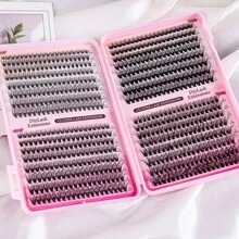 800/640件DIY睫毛假睫毛套装，单根睫毛簇，8-16毫米，混合30D+40D+50D+60D+80D+100D，配有睫毛膏、镊子和睫毛刷，适合初学者，精美礼品套装，适合日常和派对使用假睫毛套装 - 黑色 - 查看 7