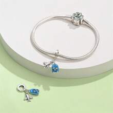 1 Stück 925 Sterling Silber DIY Anhänger, funkelnder diamantbesetzter Globus Charm: Beginne ein schönes Reisekapitel, Alltags- und Freizeitkleidung, Urlaubsgeschenke