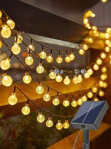1 pieza Luces solares de bola de cristal con 8 modos, 100/50/20 LED, luces de hadas para exteriores para jardín, patio, camping, fiesta de cumpleaños, vuelta al colegio, boda, Halloween, celebraciones festivas