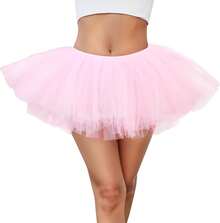 Women's 5-Layer Ballet Tutu Fluffy Dance Ballet Bubble Skirt Fluffy Elastic Sheer Short Skirt Halloween Christmas Costume - Hoa hồng đỏ - Xem 6