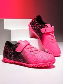 1 Pair Of Children's PU Leather Wear-Resistant, Broken Nail Anti Slip Professional Children's Football Shoes Suitable For Daily Exercise In All Seasons - Pink - View 2