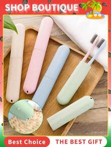 4/2/1pc Travel Toothbrush Case, Plastic Toothbrush Storage Box,Portable Breathable Toothbrush Holder, Holder Toothbrush Travel Containers For Trip Home Camping School Dust-Proof And Sanitary - Toothbrush Storage Box - View 4