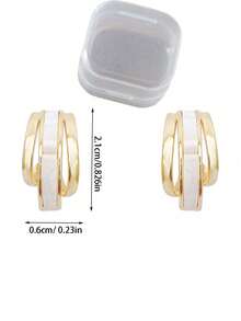 2pcs/4pcs Micro-Inlaid C-Shaped Earrings Niche Design High-End Light Luxury Elegant Earrings - Multicolor - View 13