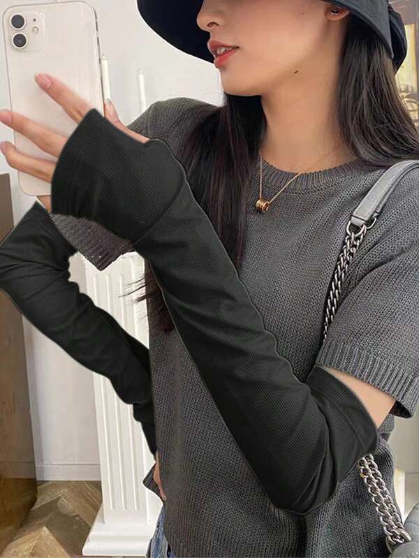Sun Protection Sleeves, Women's UV Protection Outer Line Arm Guards, Ice Silk Gloves, Sunshade Driving Ice Sleeves