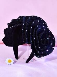 1 件夸张玫瑰头带，带有优雅波浪蕾丝和宽发饰，适合节日派对舞蹈表演装扮和配饰，发带，发箍，秋季 - 彩色 - 查看 6