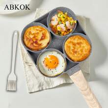 ABKOK 1Pc Nonstick Egg Pan With Brush,4-Cup Omelette Egg Pan With Brush For Breakfast,Granite Frying Pans And Healthy Egg Cooker, Easy To Clean, Work On All Stove Tops, Dinner For Thanksgiving, Halloween, Christmas, Family Gifts - Lạc đà - Xem 2