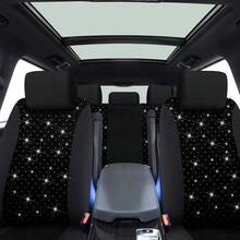 9pcs Set, White Rhinestone Car Seat Covers, Easy Clean, Durable, All-Season, Hand Washable, Polyester - Universal Vehicle Seat Protector, Compatible With Multiple Models, Fits Most Cars, Free 2 Shoulder Protectors - 均碼 - 查看 5