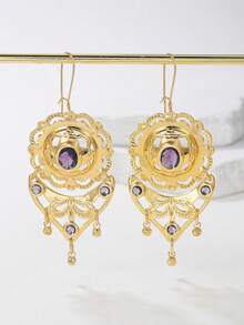 1 par de elegantes y a la moda aretes con borlas chapados en oro de 18k, adecuados para fiestas, reuniones, regalos y uso diario - Multicolor - Ver 4