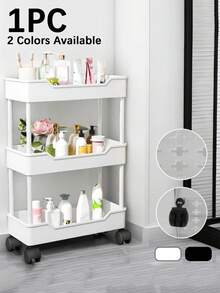 多层滚动储物推车 - 顶级三层移动实用搁架，带锁定脚轮、可调节金属框架和 PVC 托盘、可拆卸篮子和网箱；便携式节省空间的整理推车，适用于厨房、浴室、洗衣房、餐具室、客厅、家庭办公室、工艺室和车库；无需工具即可轻松组装，适用于住宅、公寓、宿舍和车间