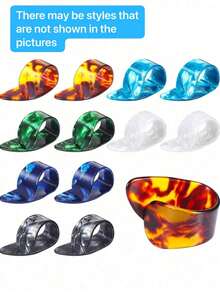 6 Pieces Thumb Picks Set, Including Celluloid Guitar Thumb Picks, Thumb Finger Picks Adjustable Bass Picks For Guitar, Banjos And Other Instruments, For Christmas Gift Ideas, Holiday Season - Multicolor - View 8