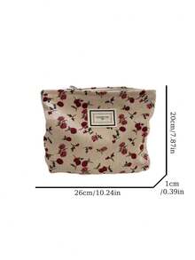 1 件花朵图案印花便携式收纳袋女士化妆包化妆包笔盒洗漱包适合少女、大学生和女士适合户外、旅行、节日和假期假日和学校旅行必需品夏季返校学校用品袋适合学校旅行包女士化妆包适合旅行用品