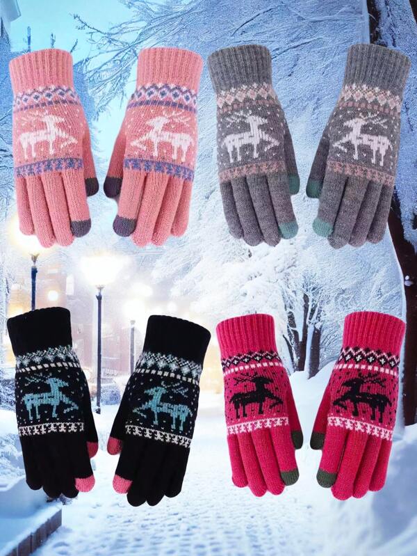 1 par, novo, outono, inverno, natal, dia das bruxas, moda, conforto, casual, masculino, feminino, ao ar livre, luvas de esqui, luvas de ciclismo, estudante, preto, cinza, vermelho, lã, luvas de malha,