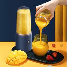 ASLING Electric Mini Juicer Rechargeable Multifunctional Portable Juicer Six Blades For Home Use Juice Blender USB Charging  Double Cup Body And 1 Sports Cup Cover - Blue - View 5