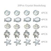 20 pièces/Paquet 5 styles (4 pièces chacun) Petits pendentifs en verre électroplaqué en forme de poisson, étoile de mer, tortue, escargot, coquille pour la création de bijoux, boucles d'oreilles, colliers, sangles de téléphone, porte-clés, décoration de voiture - Poisson Étoile Tortue Coquille Escargot - Voir 14