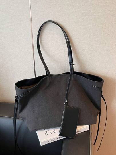 حقيبة كتف للنساء موضة جديدة، سعة كبيرة من القماش ،خفيفة الوزن وأنيقة، مناسبة للتنزه والتسوق والدراسة والتنقلات، حقيبة يد متعددة الاستخدامات مع حامل بطاقات