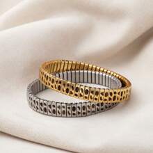 1PC Stylish And Simple Elastic Stainless Steel Bracelet With Paw Prints And Leopard Print Patterns, Suitable For Women's Daily Wear And As A Holiday Or Birthday Gift