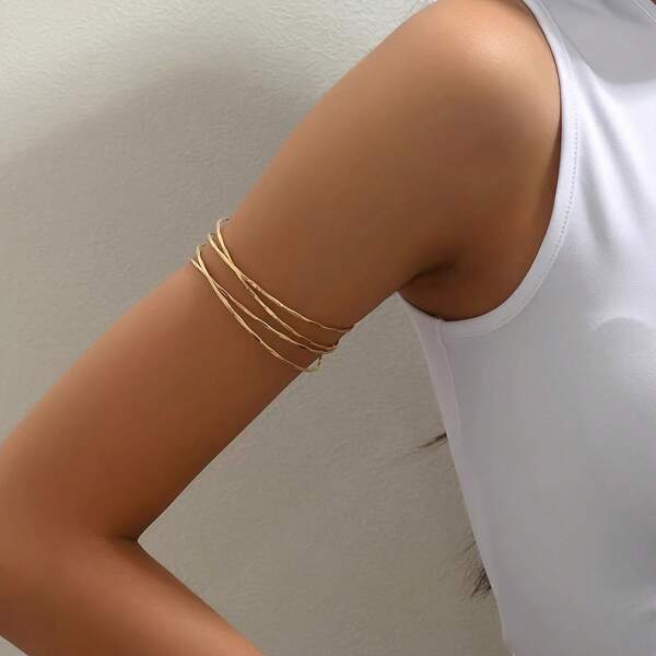 Übertriebenes mehrschichtiges offenes Armband/Armschmuck Dekoration, goldfarben, geeignet für den täglichen Gebrauch von Frauen