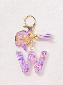 Alphabet Initial Letter Keychain Cute Butterfly Key Chain Ring Purse Bag Backpack Charm Earbud Case Cover Accessories Women Girls Gift Car Accessories Goth Y2k