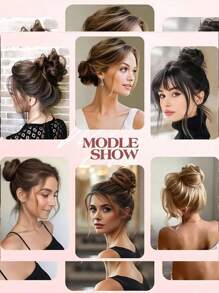 合成发髻，合成接发，优雅女士发髻，接发 - 10 厘米（4 英寸）可延伸合成发，带夹子，耐热纤维，适合所有发质，安全可调节设计，适合所有女性日常穿着和派对发饰 - 彩色 - 查看 10