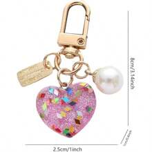 Heart Keychain Charm, Decorative Bag Charm, Acrylic Bag Keychain Pendant For Women Men, Purse Keychain Pendant, Decorative
