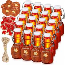 20 Sets Mini Lemon Swing Top Glass Bottle With Tags And Twine Small Swing Top Glass Jars For Limoncello Homemade Vanilla Extract Wedding Themed Party Favors(2oz,Maple Syrup),7695507 - 玫紅色 - 查看 5