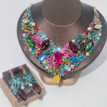 4pcs Women Jewelry Set: Necklace, Earrings, Bracelet, Fashion Rhinestone Elegant Accessory, Suitable For Wedding, Party, Formal Occasions