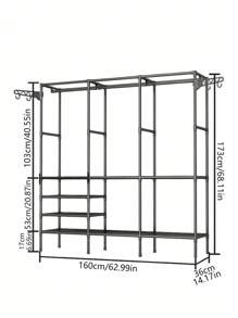 1 件多功能落地衣柜、衣帽架、搁架、鞋架，坚固、时尚、易于组装和拆卸、便携，适用于卧室、客厅、办公室、书房、节日礼物、圣诞礼物、儿童礼物
