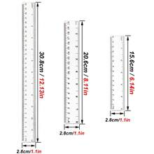 3 件套透明塑料/木质/不锈钢尺子套装，防碎尺带标记，6 英寸 8 英寸 12 英寸（15 厘米 20 厘米 30 厘米）学生测量工具，适用于返校、学生、办公室、教学 - 彩色 - 查看 13