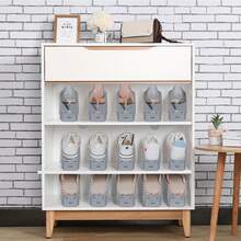 VA-Cerulean 10/30 Pieces Adjustable Shoe Rack PP White Shoe Stacking Rack Shoe Storage Rack Space Saving Two-Tier Shoe Organizer Non-Slip Shoe Cabinet [10/30 Pieces – Gray] - Grey - View 1