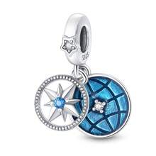1 Stück 925 Sterling Silber DIY Anhänger, funkelnder diamantbesetzter Globus Charm: Beginne ein schönes Reisekapitel, Alltags- und Freizeitkleidung, Urlaubsgeschenke