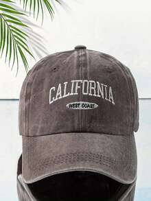 2 件男女通用复古刺绣字母宽边棒球帽，适合日常休闲穿着 - 咖啡色+灰色 - 查看 4