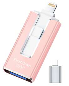 BLANBOK+ USB Stick 256GB For Phone, 4 In 1 USB Memory Stick For Phone/Pad/Android Cell Phone/PC, USB 3.0 Memory Stick High-Speed Flash Drive, Phone External Storage Expansion Photo Stick, - Pink - View 1